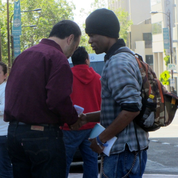 JESSIE PRAYS WITH MAN IN DOWNTOWN BERKELEY